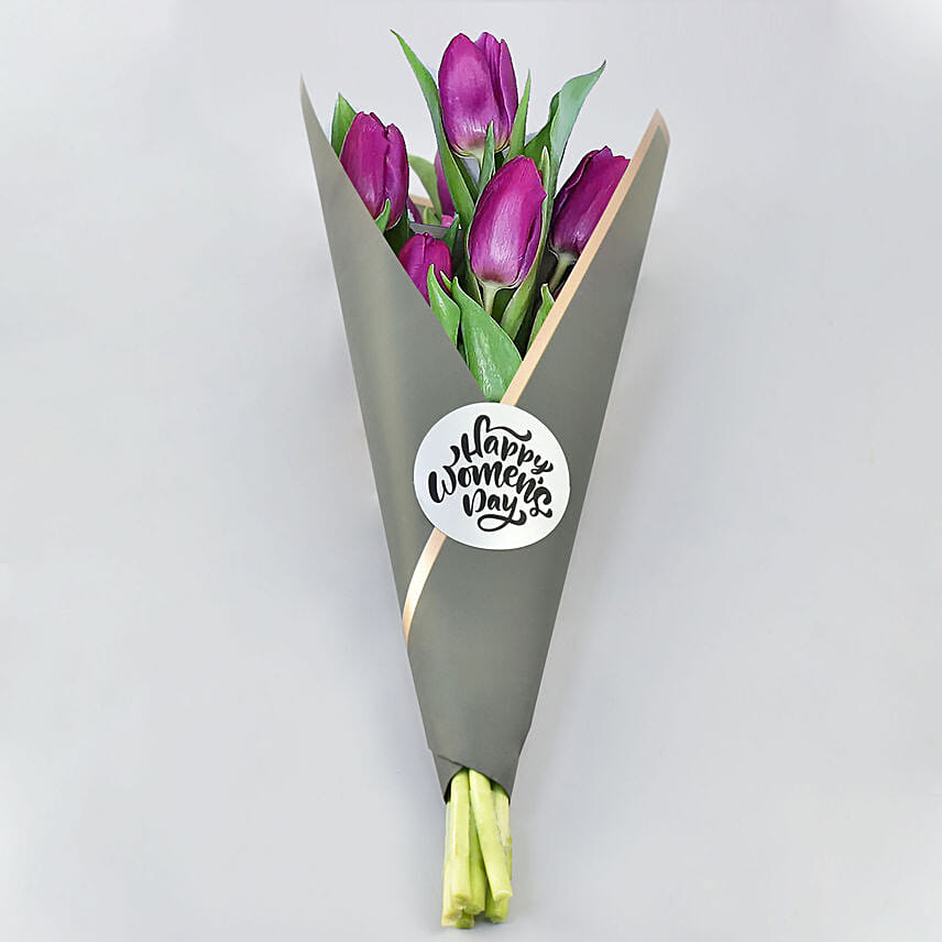 Purple Tulips Bunch for Womens Day