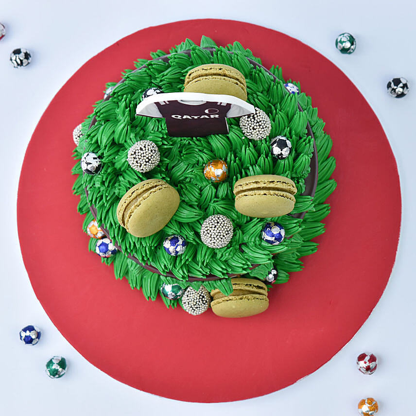 Qatar Football Fan Designer Red Velvet Cake