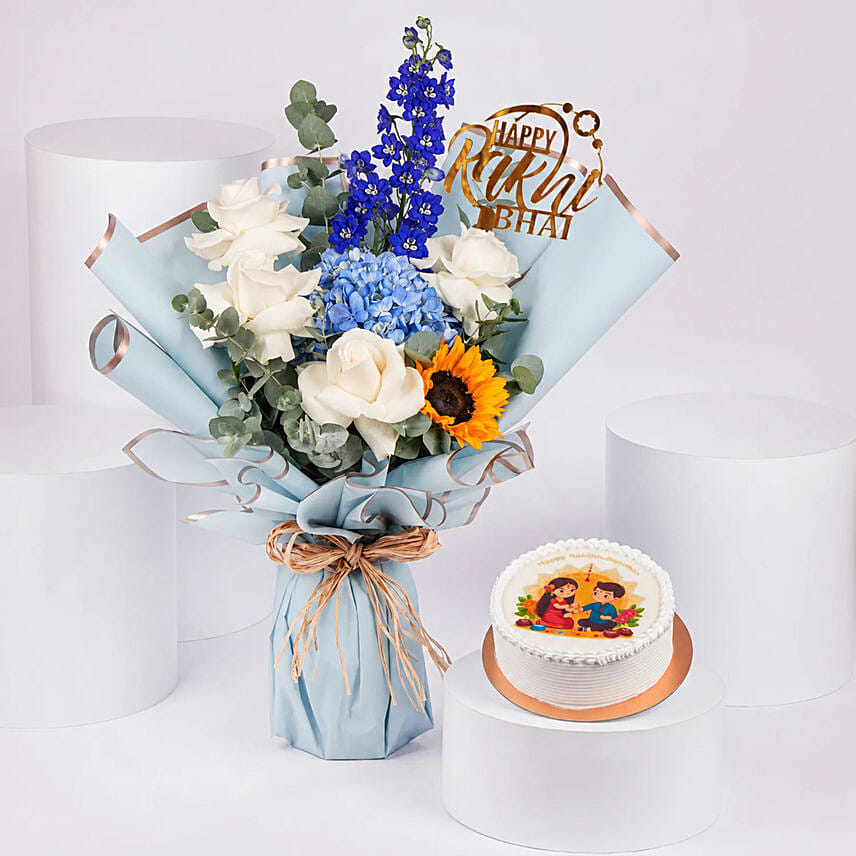 Rakhi Special Chocolate Cake With Flowers