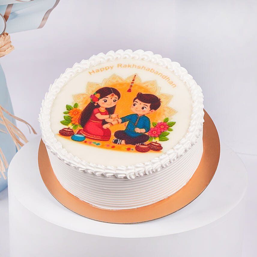 Rakhi Special Chocolate Cake With Flowers