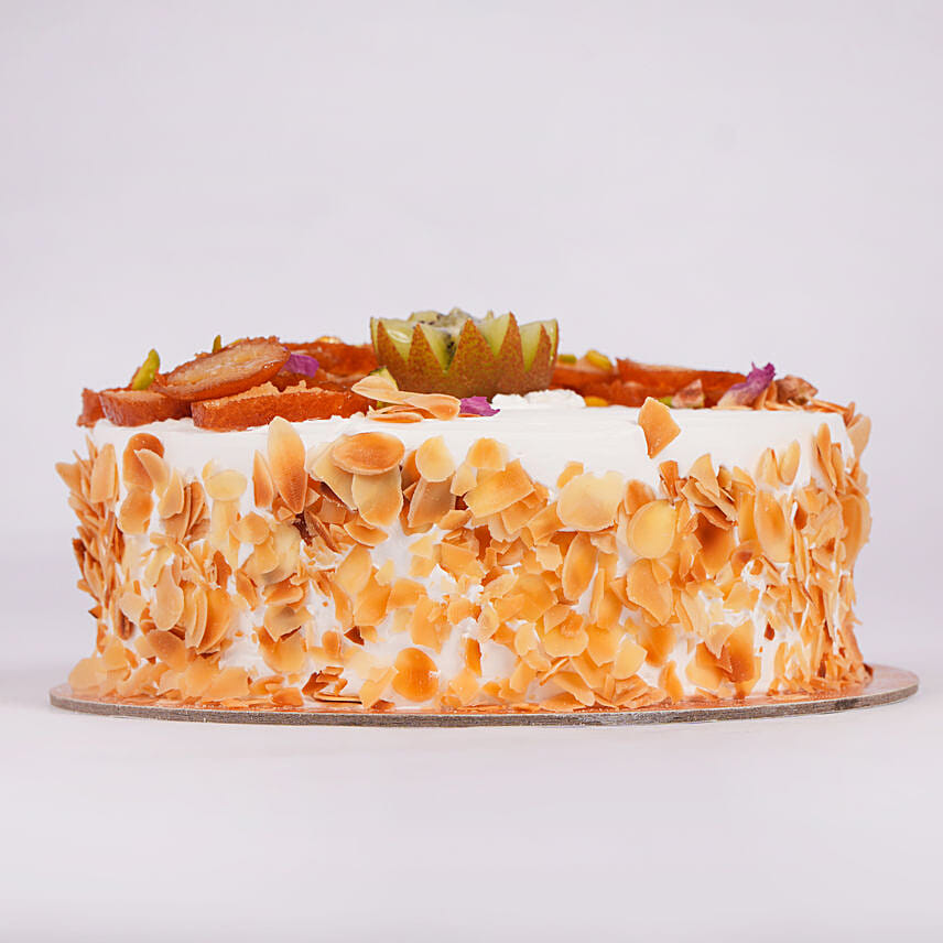Rakhi Special Half Kg Vanilla Cake Topped With Gulab Jamun And Kiwi