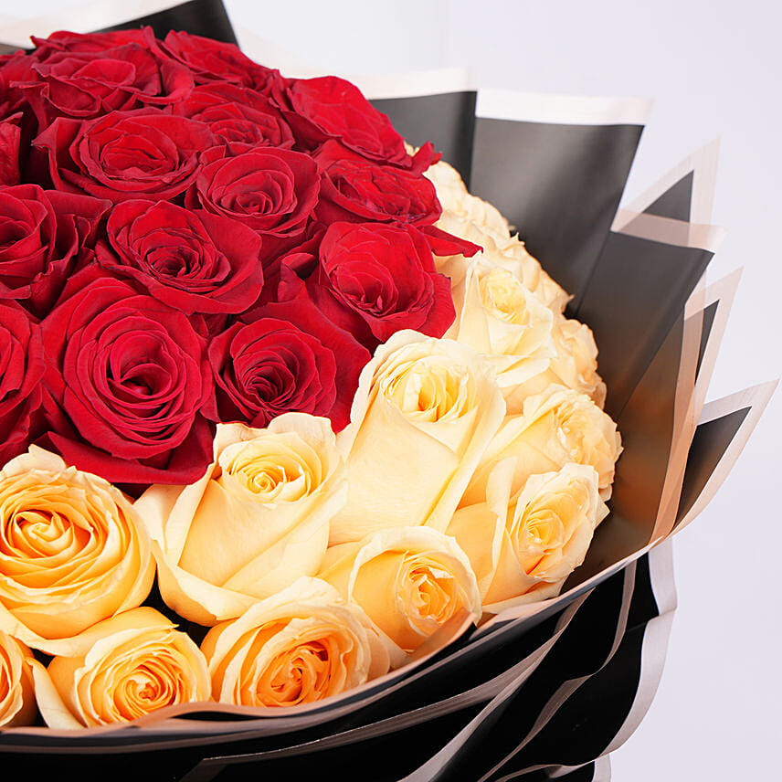 Red and Cream Rose Bouquet