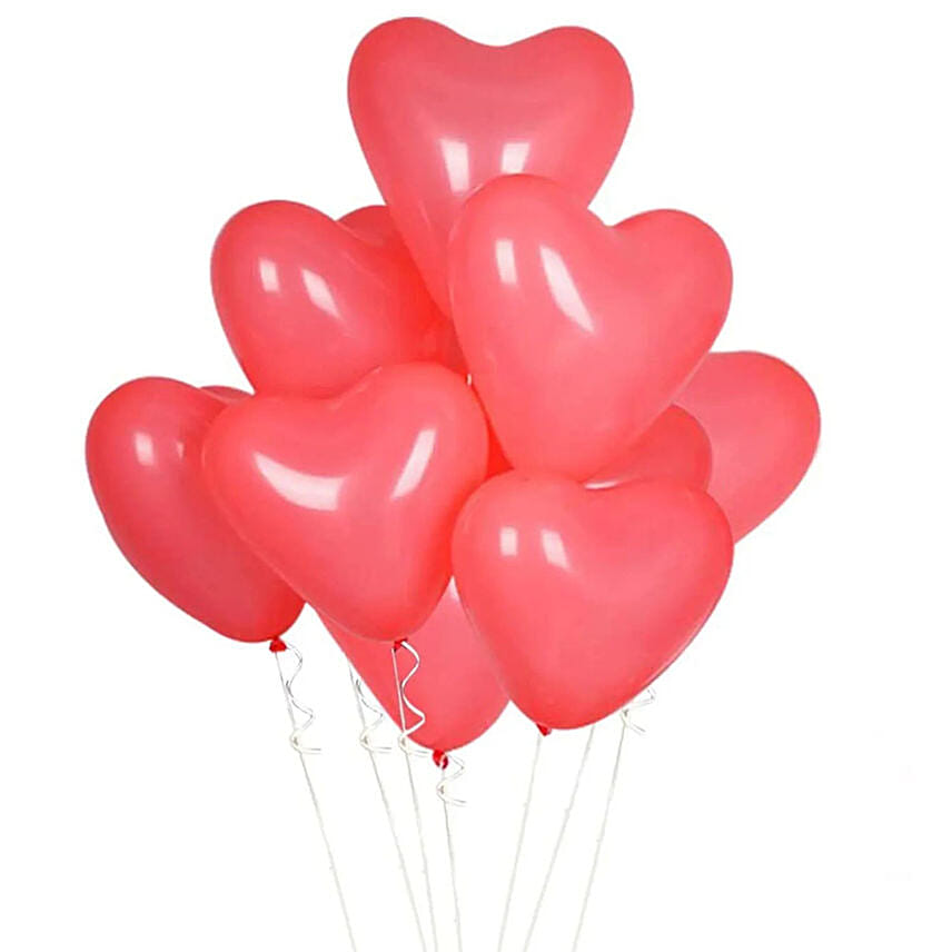 Red Heart Shape Balloons With Flowers