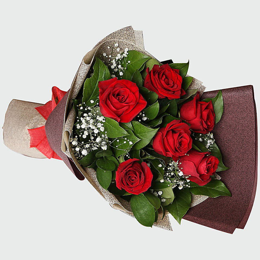 Red Rose Bouquet and Personalised Cushion