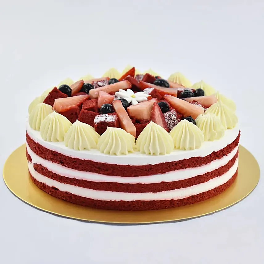 Red Velvet Cake with Fresh Fruit