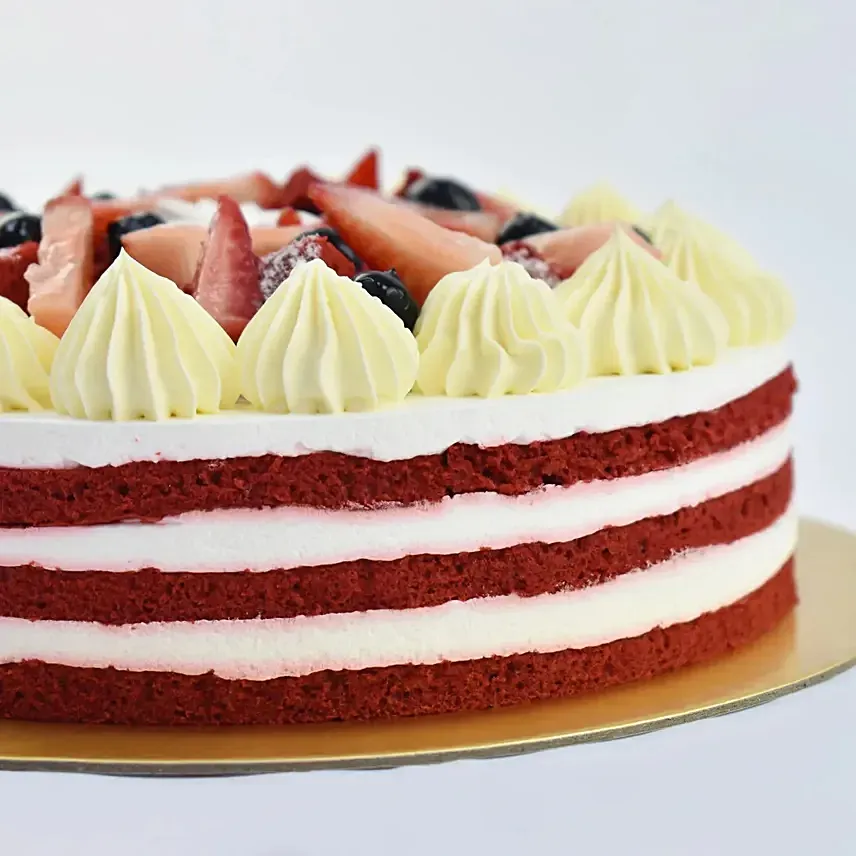 Red Velvet Cake with Fresh Fruit