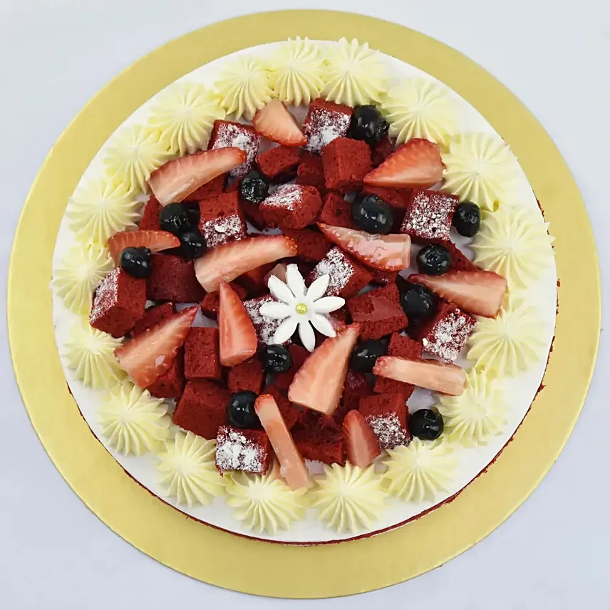 Red Velvet Cake with Fresh Fruit