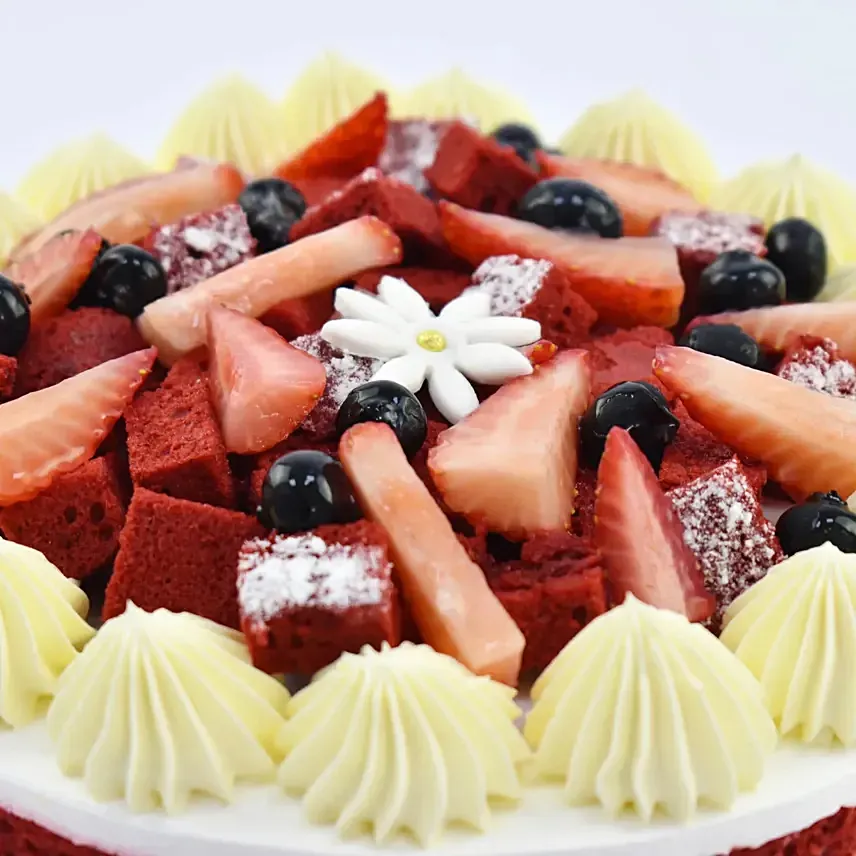 Red Velvet Cake with Fresh Fruit