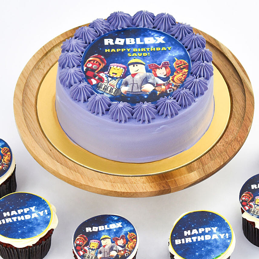 Roblox Birthday Marble Cake and Chocolate Cupcakes