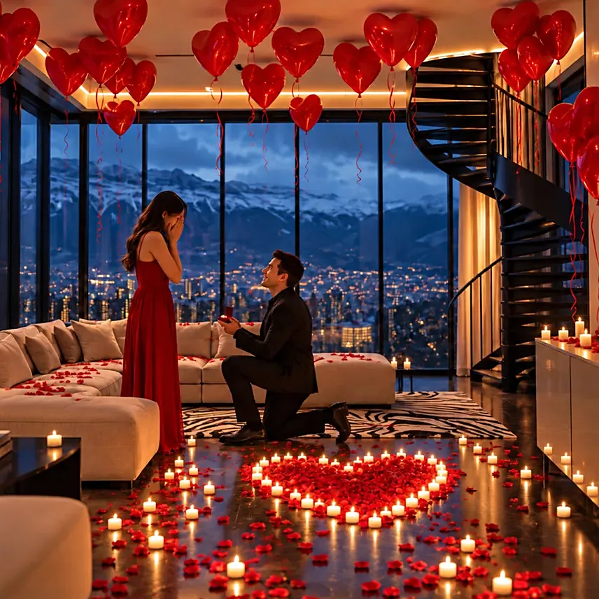 Romantic Decor Of Balloons and Candles