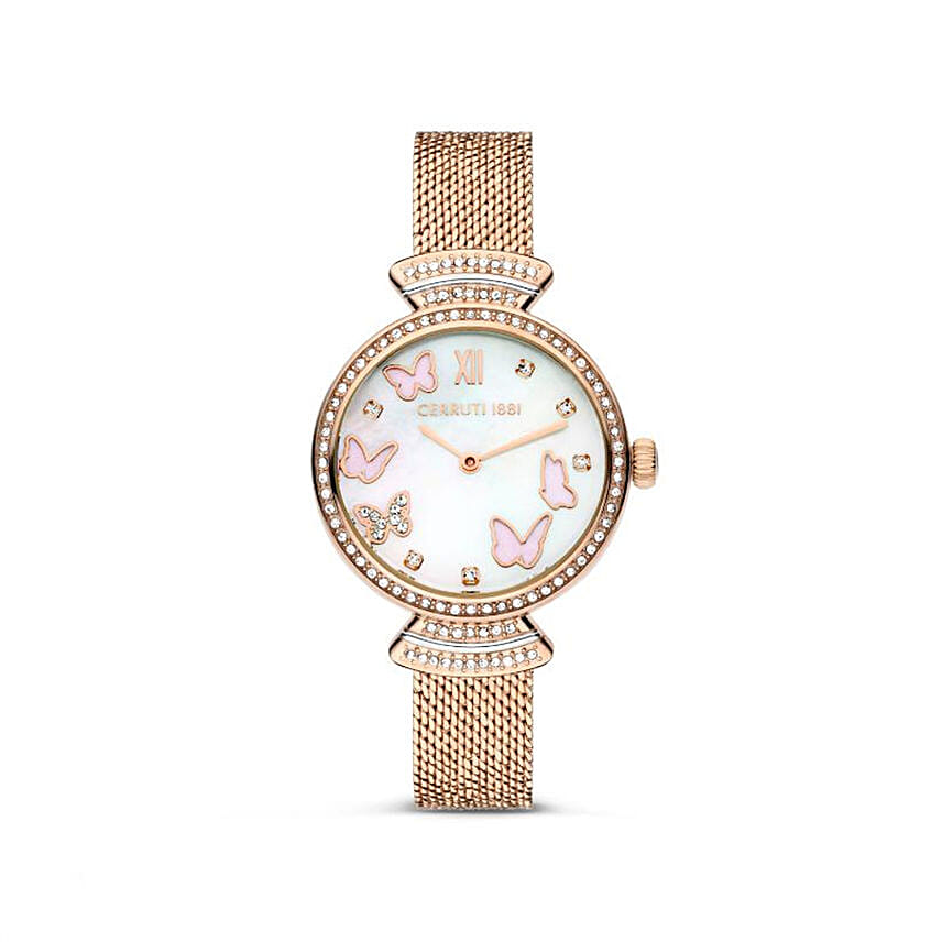 Rose Gold Cerruti Watch and Flowers For Her