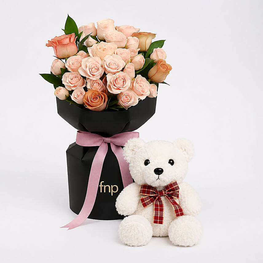 Roses Beauty Arrangement with Teddy Love Combo