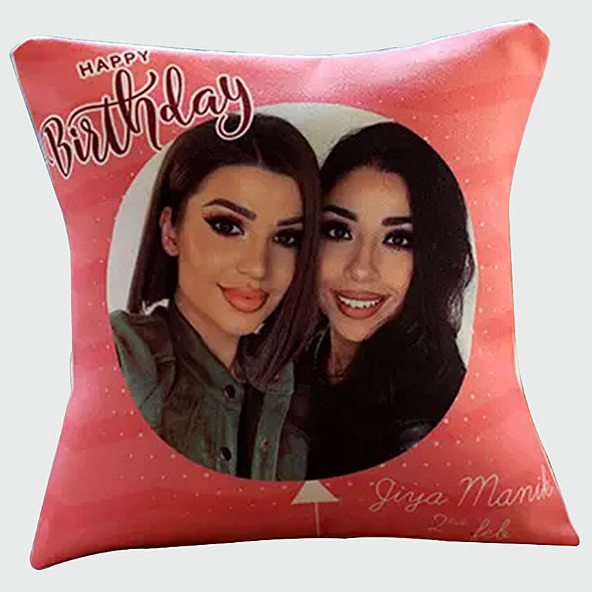 Roses Bouquet and Personalised Birthday Cushion