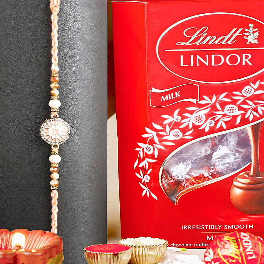 Rosy American Diamond Rakhi N Lindt