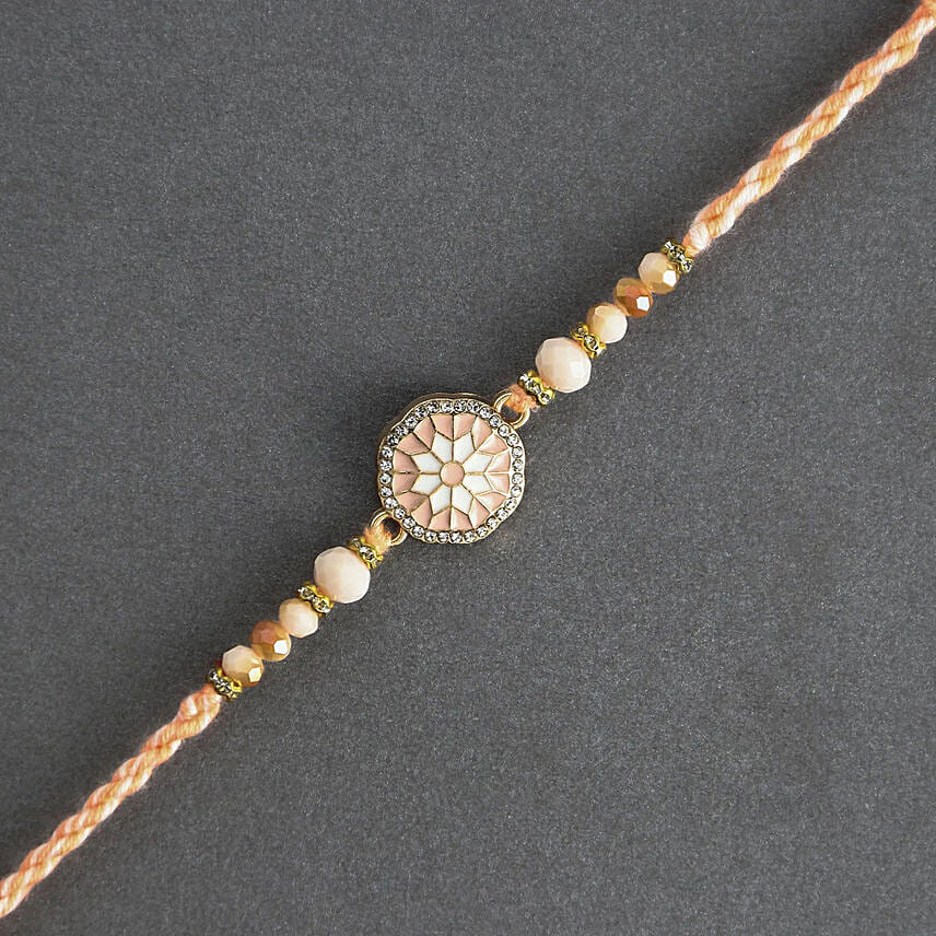 Rosy American Diamond Rakhi N Nuts Combo