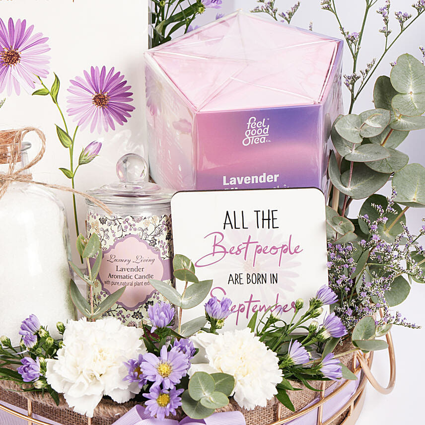 September Birthday Aster Flower Gift Hamper