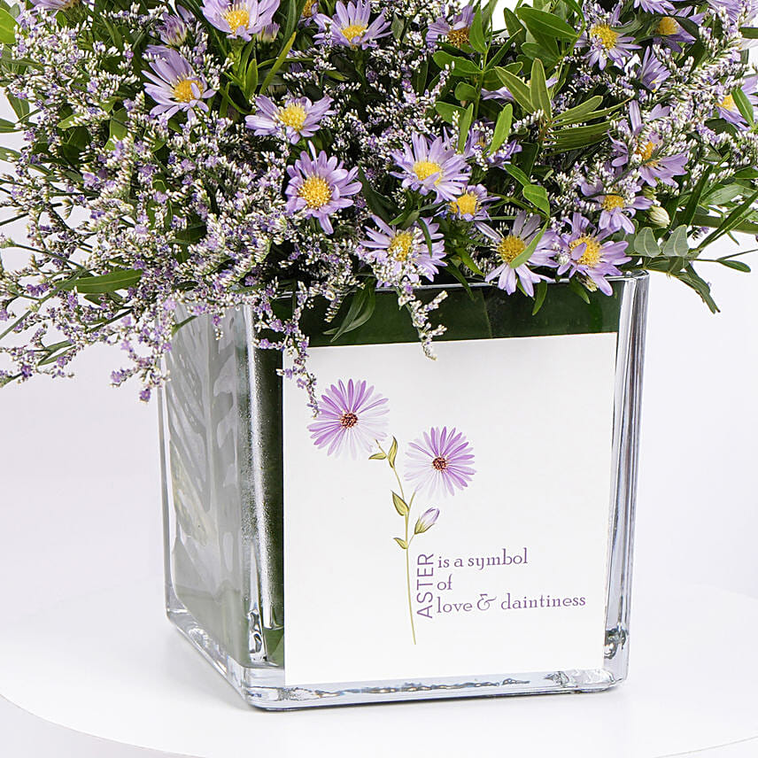 Birthday Aster Flowers in Vase