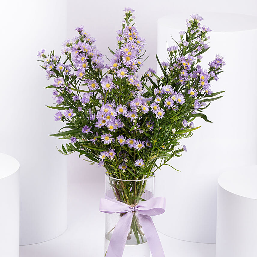 Birthday Aster Flowers Vase