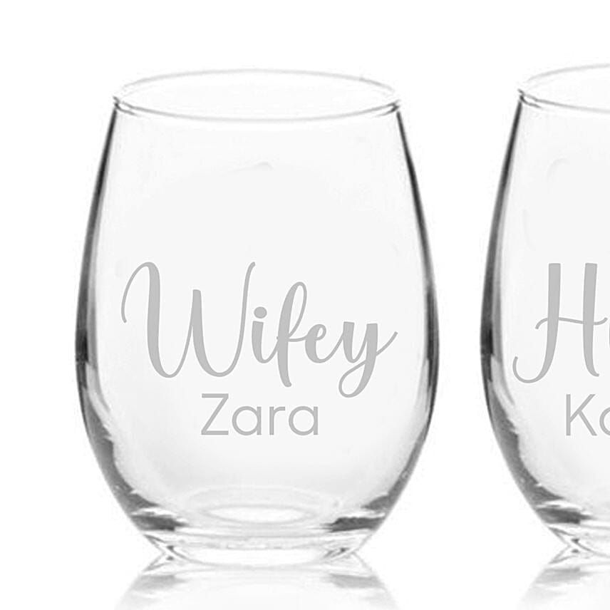 Set of Two Engraved Medium Glasses