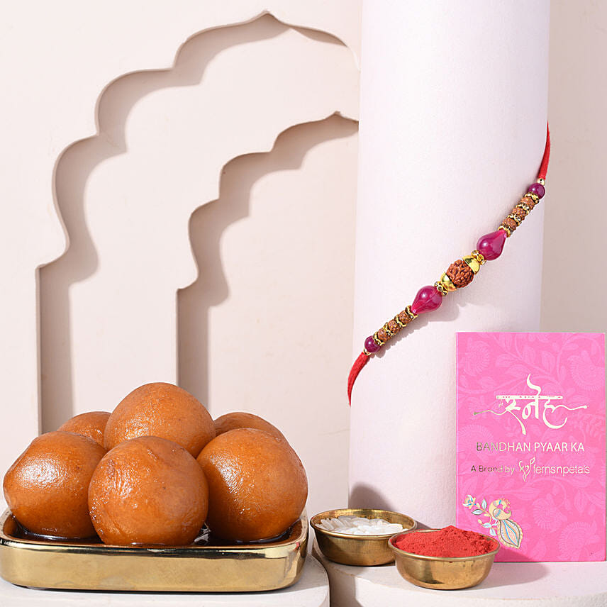 Sneh Elegant Rudraksha Rakhi & Gulab Jamun