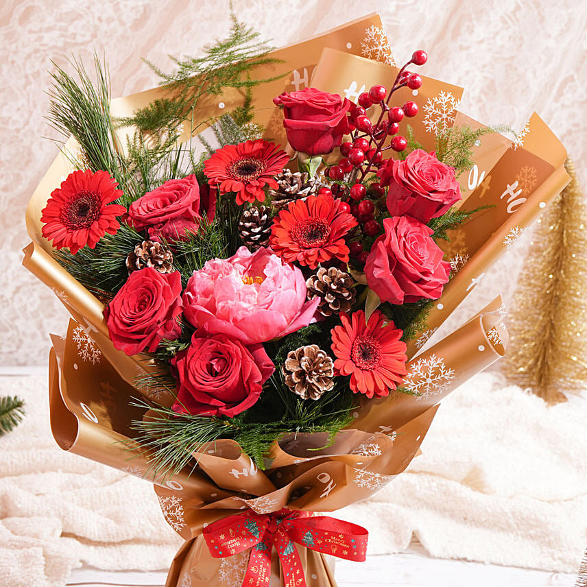 Snowflakes And Roses Bouquet