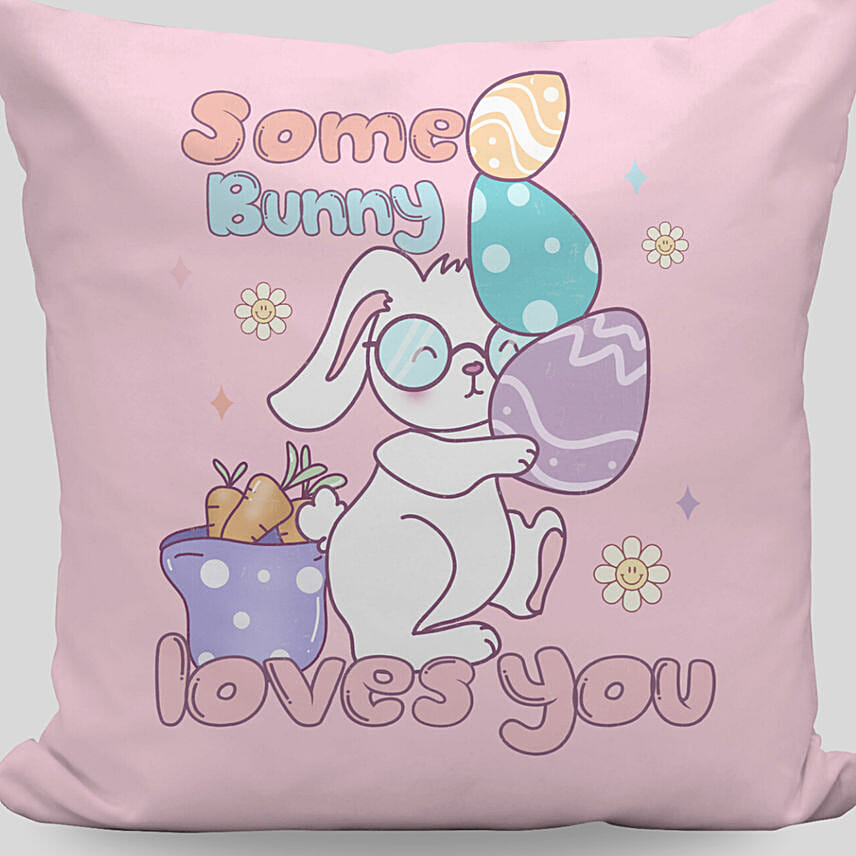 Some Bunny Loves U Pink Cushion