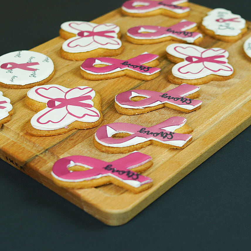 Stay Strong Pink Ribbon Cookies