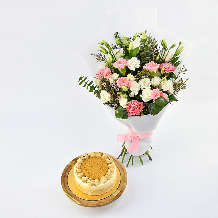Sugar Free Butterscotch Cake with Flowers