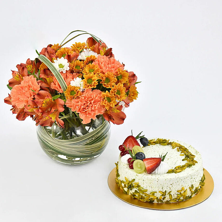 Guilt Free Pistachio Cake with Flowers