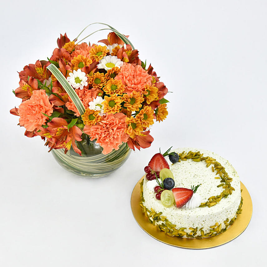 Guilt Free Pistachio Cake with Flowers
