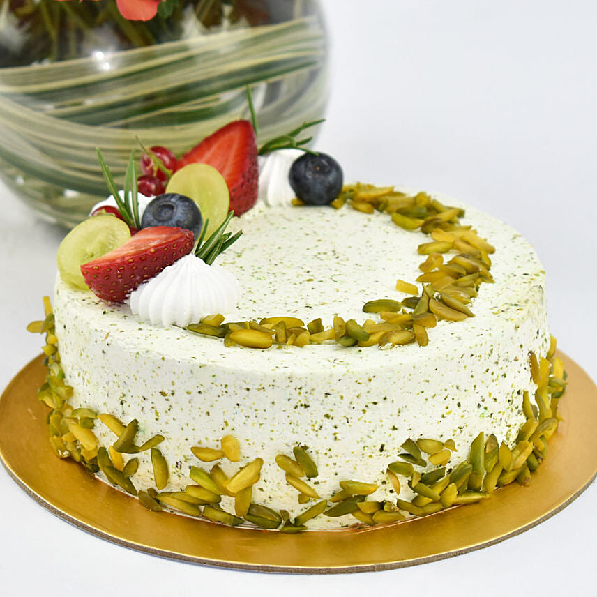 Guilt Free Pistachio Cake with Flowers
