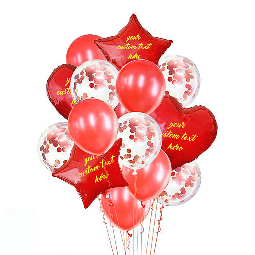 Sweet Star n Heart Shaped Customized Text Red Balloons