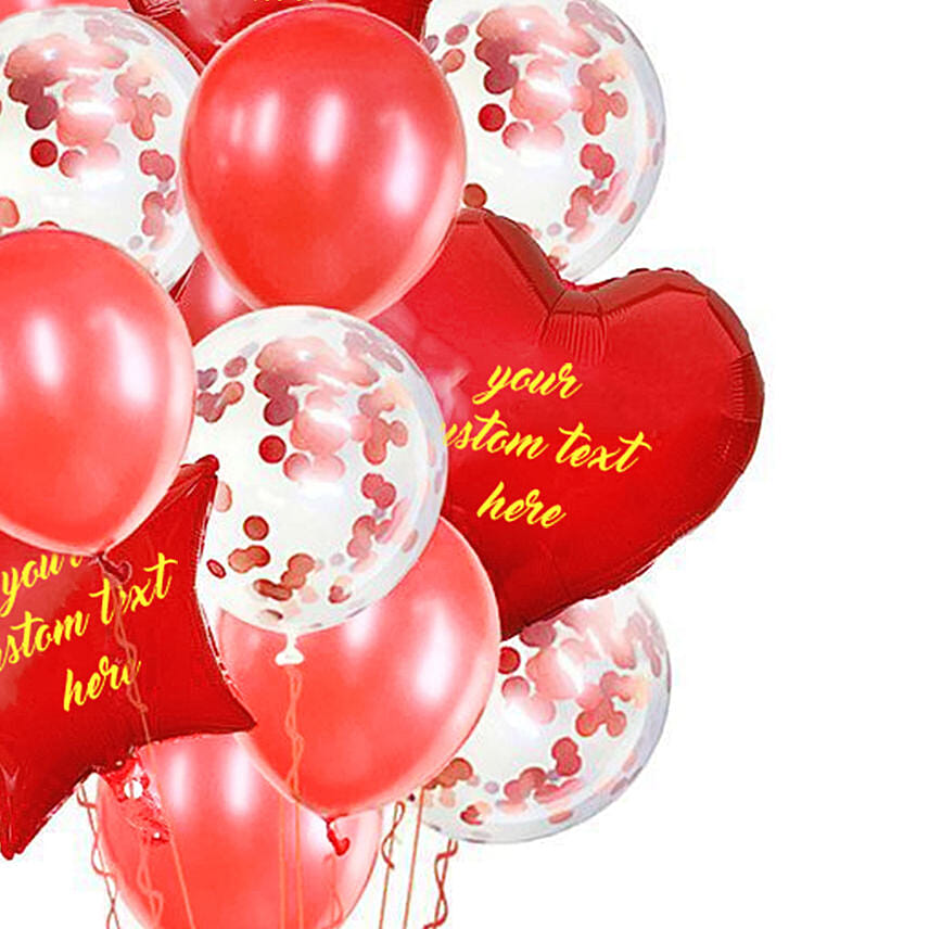 Sweet Star n Heart Shaped Customized Text Red Balloons