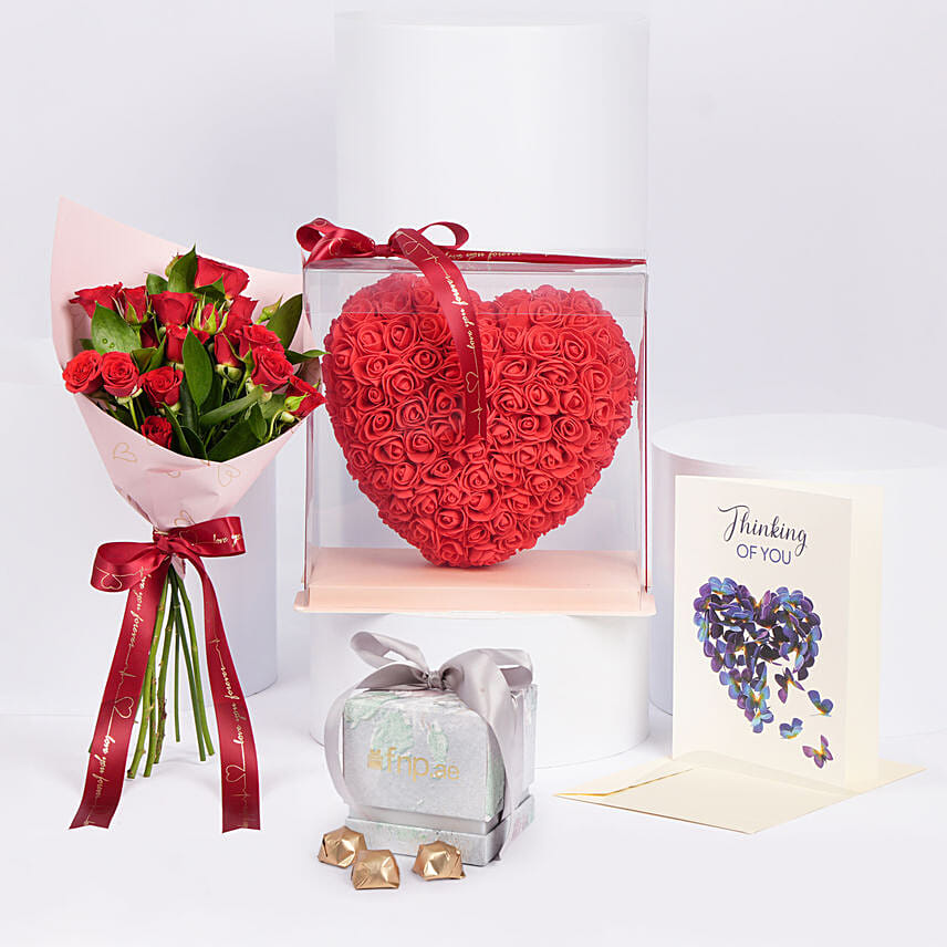 Thinking of You Card and Foam Roses Heart