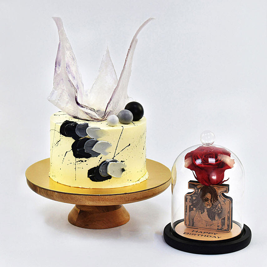 Tiers of Joy Delectable Marble Cake with Personalised Forever Rose