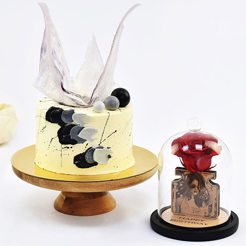 Tiers of Joy Delectable Marble Cake with Personalised Forever Rose