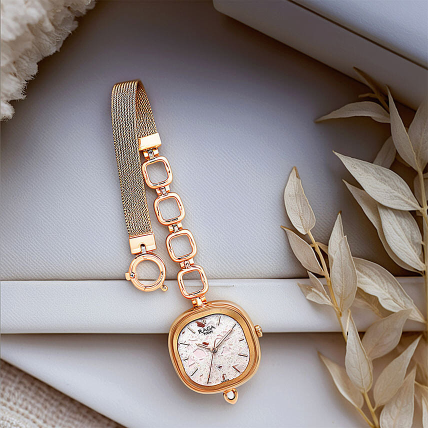 Titan Raga Delight Pink Dial Analog Watch for her - Paired with a Multicolor Flower Bouquet