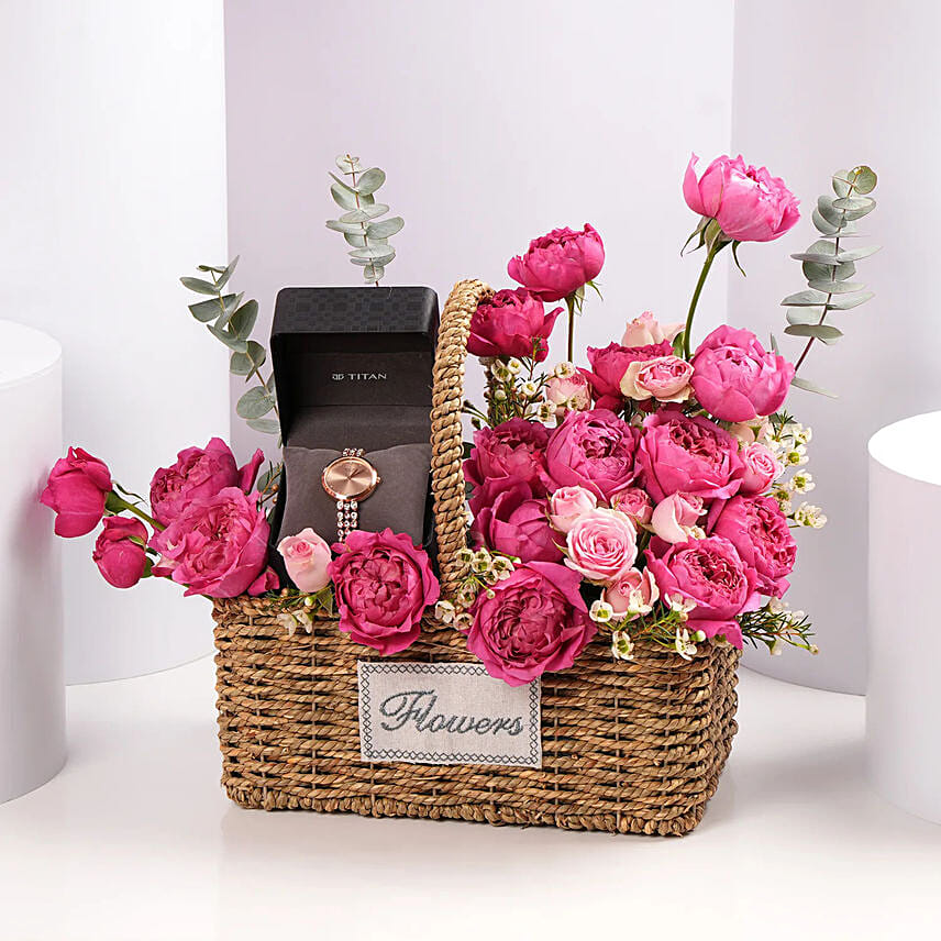Titan Watch With Romantic Blooms Gift For Her