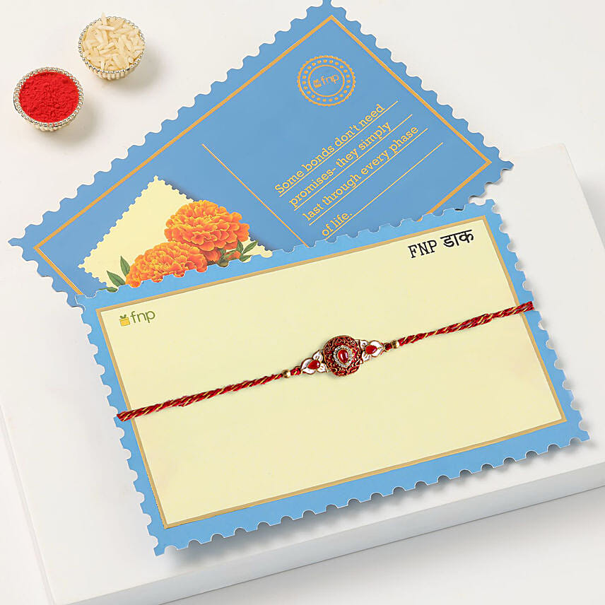 Traditional Meenakari Rakhi With Besan Laddoo