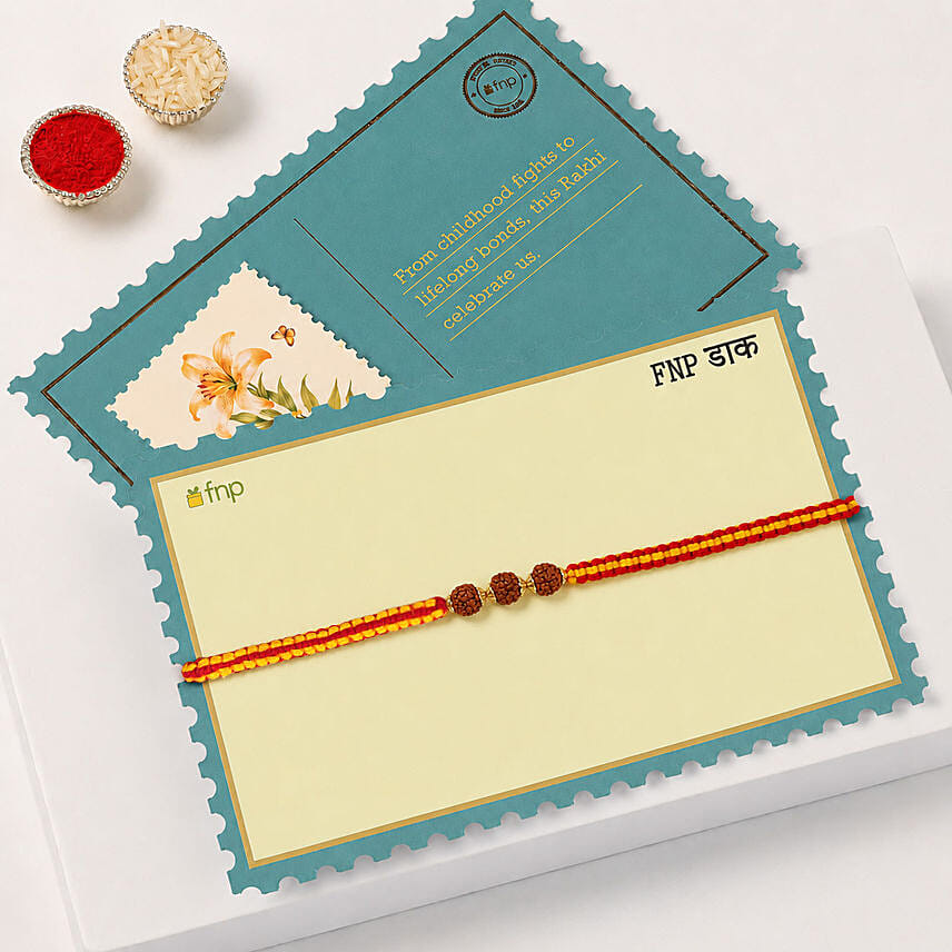 Traditional Rudraksha Rakhi With Soan Papdi