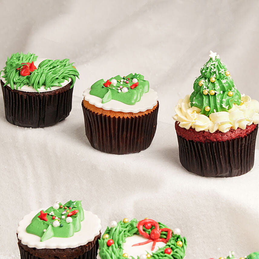 Tree And Wreath Cupcakes 12 Pcs
