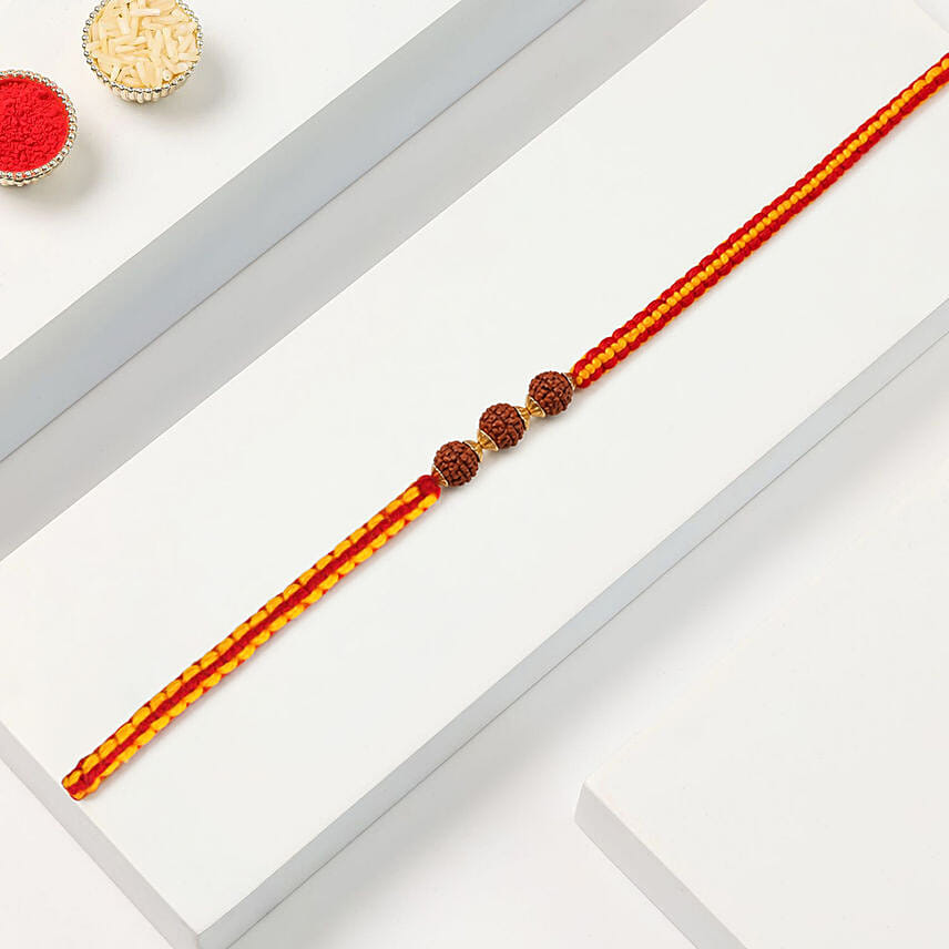 Triple Rudraksha Rakhi With Half Kg Chocolate Cake