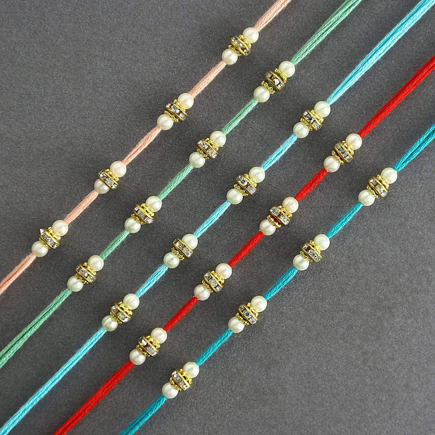 Understated Elegance Beads Rakhi Set of 5 With Mixed Nuts