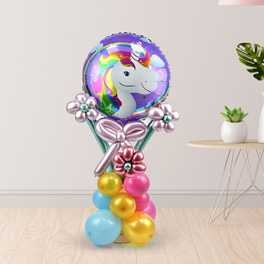 Unicorn Balloon Flowers Pillar