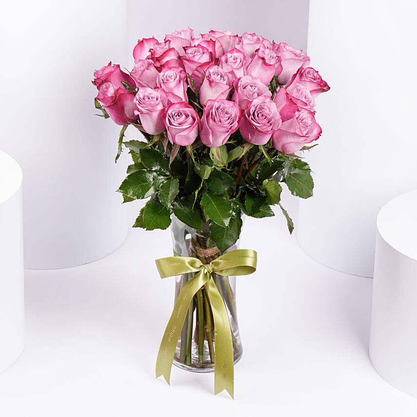 Vase Of 24 Mystic Purple Roses