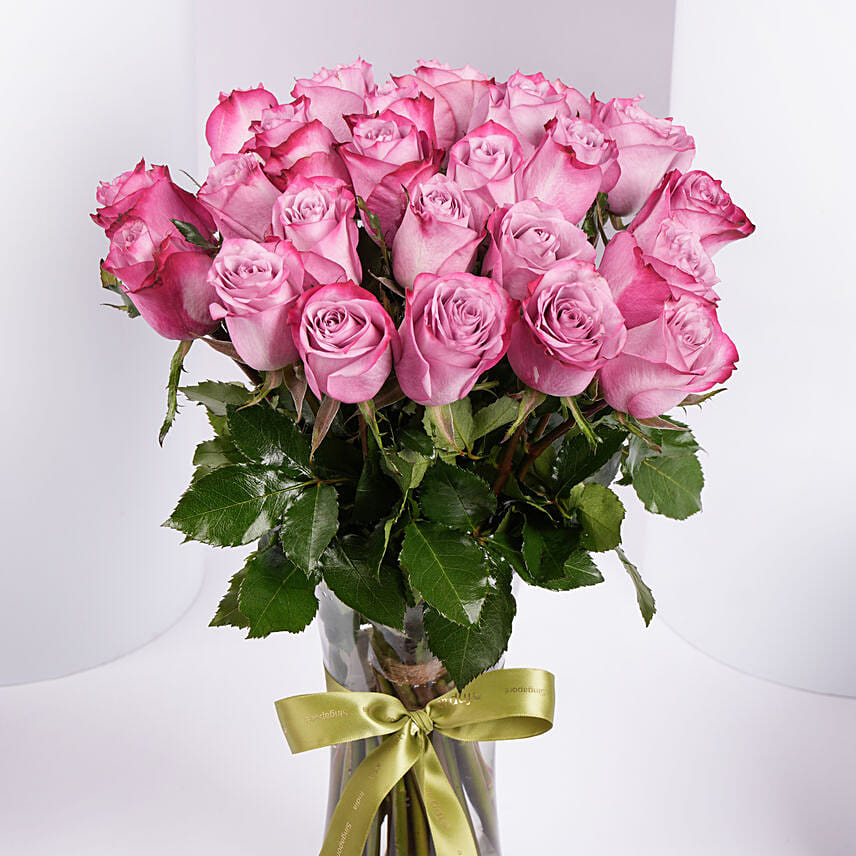 Vase Of 24 Mystic Purple Roses