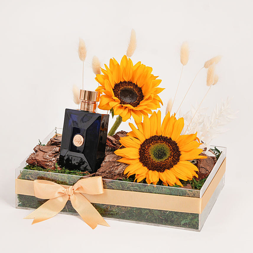 Versace Pour Homme Dylan Blue For Him with Sunflowers