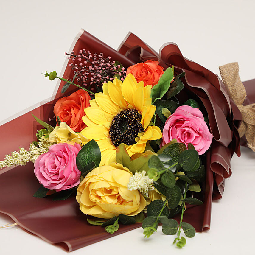 Vibrant Artificial Mixed Flowers Bouquet