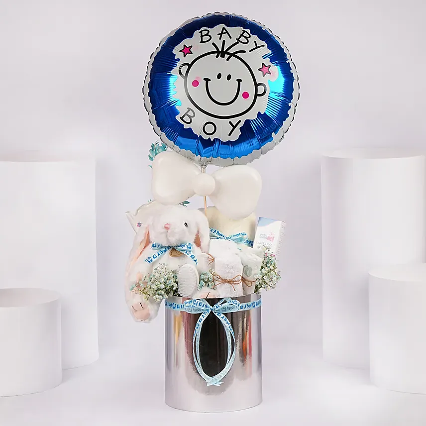 Welcome Baby Boy Gift Basket