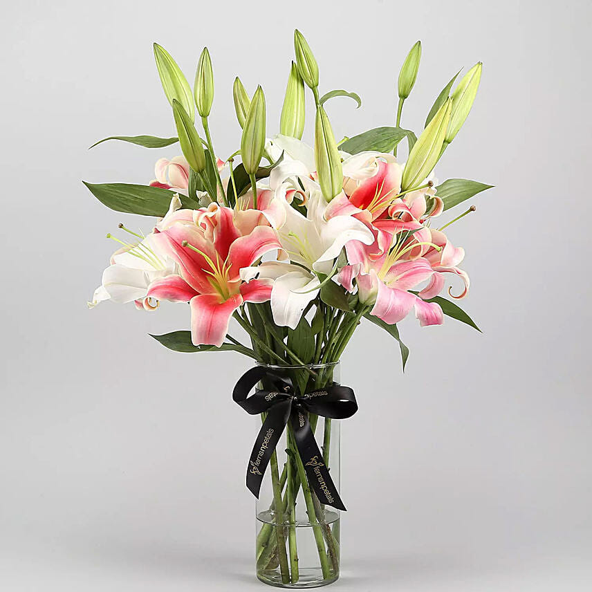 White and Pink Lily Arranagement